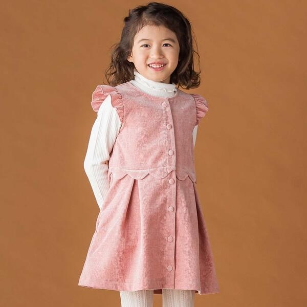 店舗限定】【お揃い】起毛ジャガードスカラップジャンパースカート(95