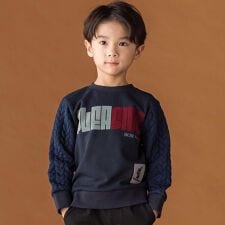 【店舗限定】裏毛×袖キルトジャガードトレーナー(95~160cm)