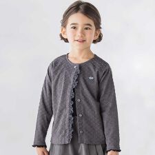 ポツポツ編み長袖チュールフリルカーディガン(95~160cm)