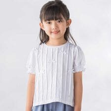 【店舗限定】天竺タックリボン半袖Tシャツ(95～160cm)