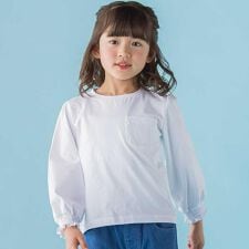 【店舗限定】天竺花レースポケットロングTシャツ(95～150cm)