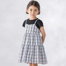 【店舗限定】マドラスチェックドッキングワンピース(95～150cm)