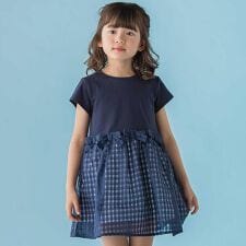 【店舗限定】天竺Tシャツ＋ギンガムチェックドッキングワンピース(95～150cm)