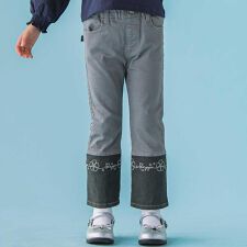 【店舗限定】配色刺しゅう切り替えストレッチデニムパンツ(95～150cm)