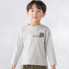 【店舗限定】天竺プリントラウンドロゴロングTシャツ(95～160cm)
