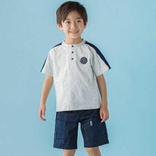 【店舗限定】チェック切り替えトップス＋ショートパンツセットアップ(95～150cm)