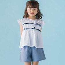 【店舗限定】リボントップス＋キュロットパンツセットアップ(95～150cm)