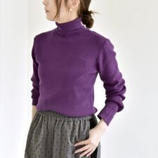 quaranciel:〈手洗い可能〉コットン タートルネック リブ ニット