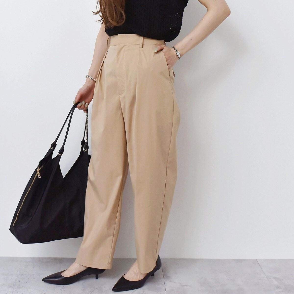 F/CE. イージータックキュロット　ワイドパンツ　ベージュ　S  洗濯可 F/CE. イージータックキュロットワイドパンツベージュS 洗濯可