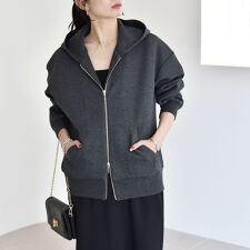 quaranciel:〈洗濯機可能〉ポンチ ダブルジップ スウェット パーカー