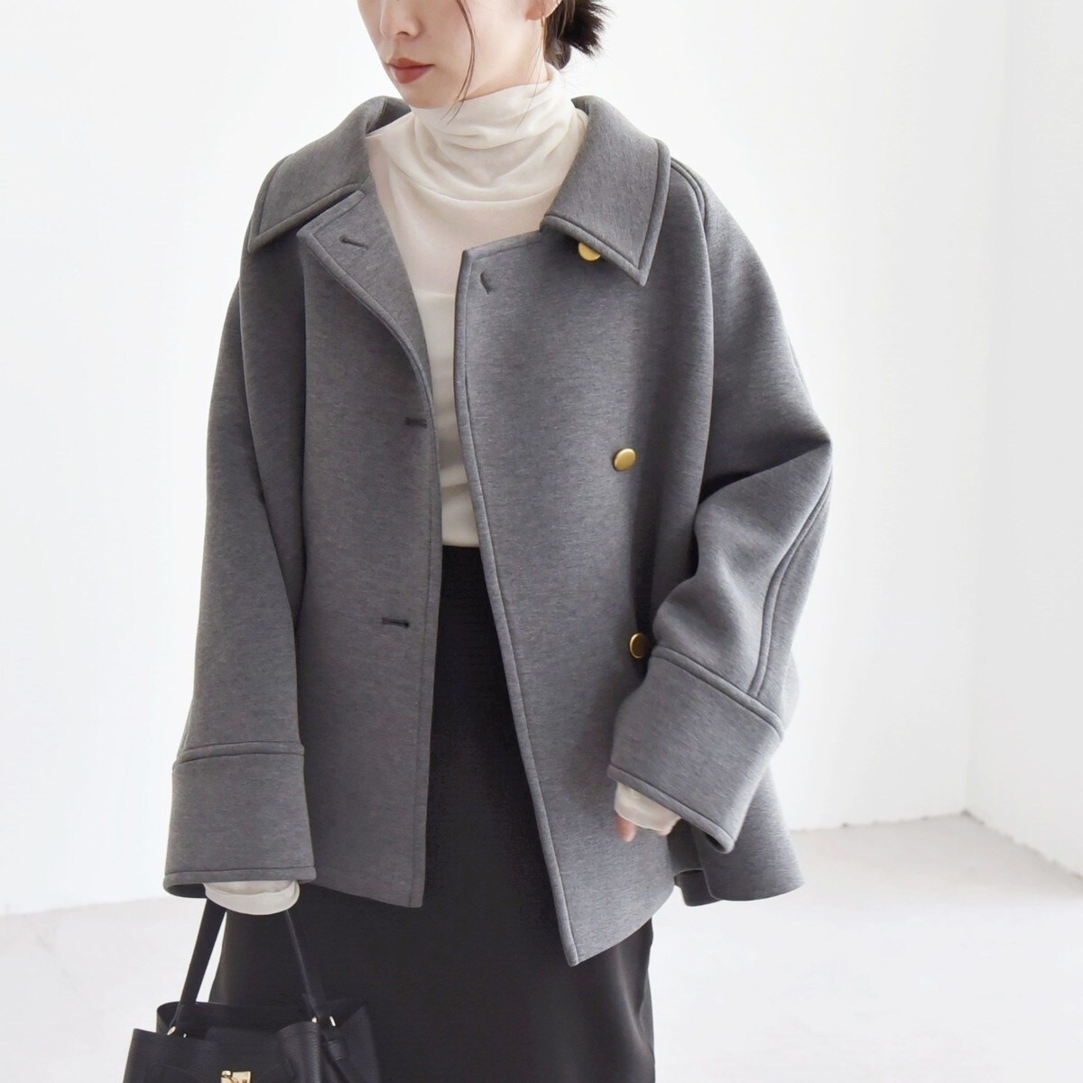 quaranciel:〈手洗い可能〉ダンボール ステンカラー ジャケット コート