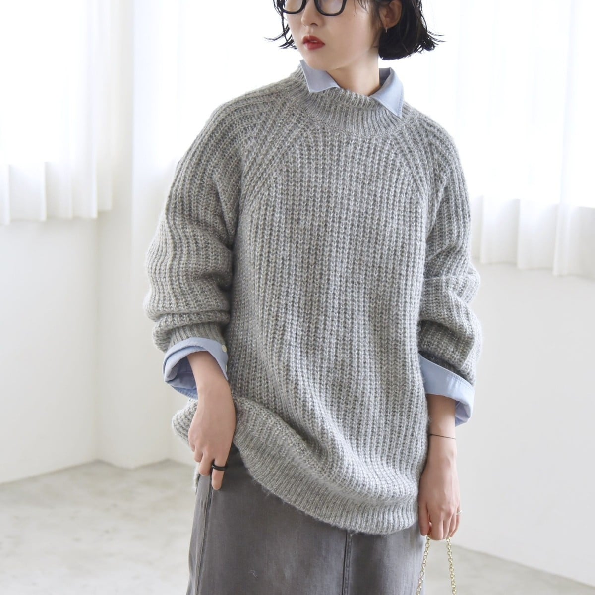 quaranciel:〈手洗い可能〉ラメ リリヤーン タートルネック ニット