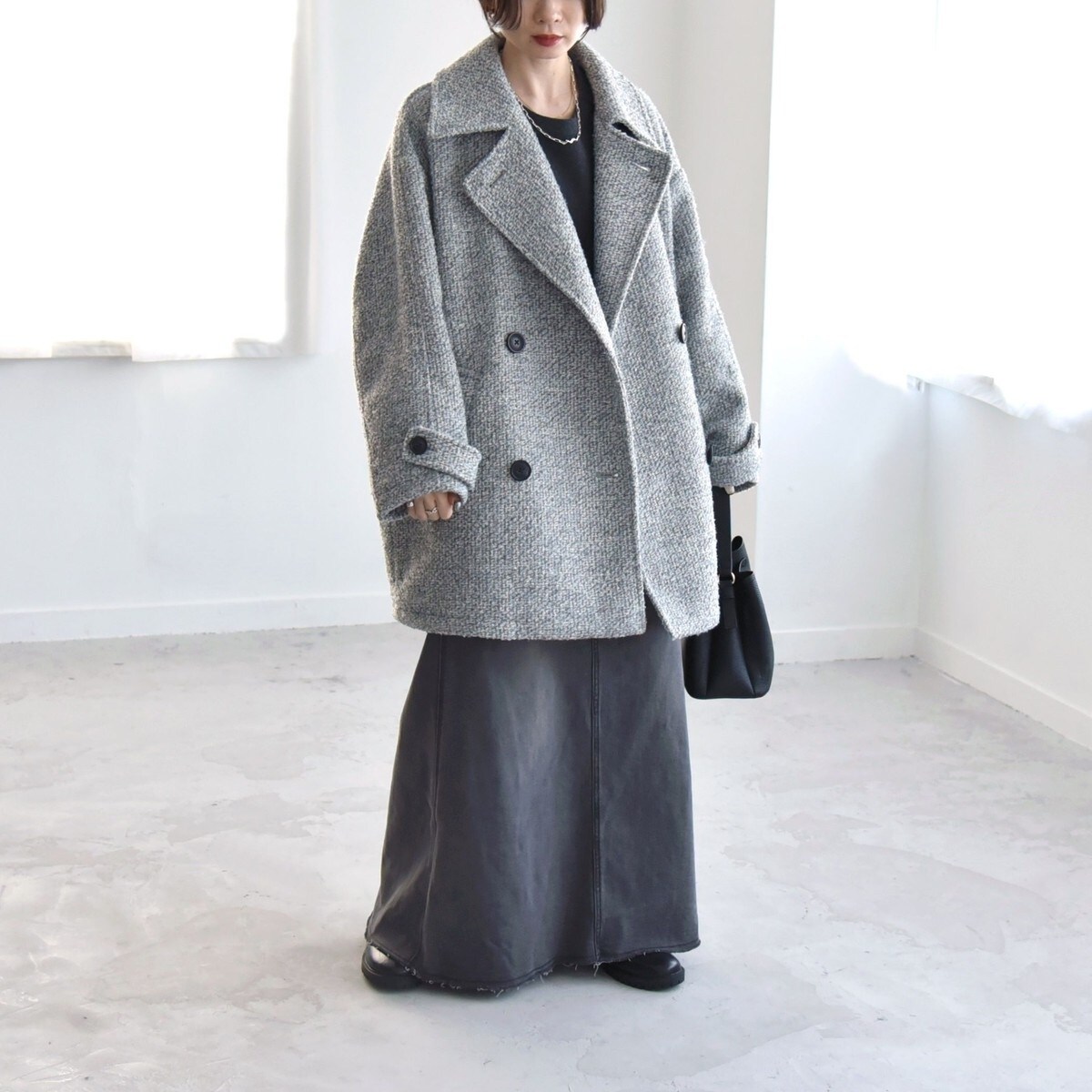 quaranciel: ツイード ボンディング ダブル コート | カランシエル