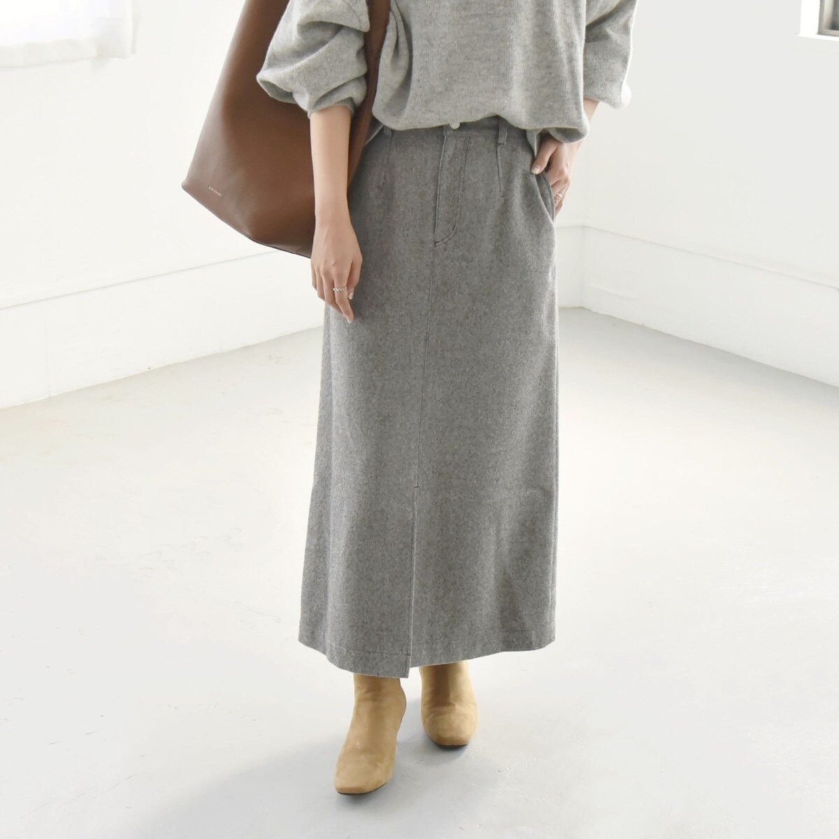 カランシエル（quaranciel）/quaranciel:〈洗濯機可能〉ポリエステル サージ タイト スカート quaranciel:〈洗濯機可能〉ポリエステル サージ タイト スカート