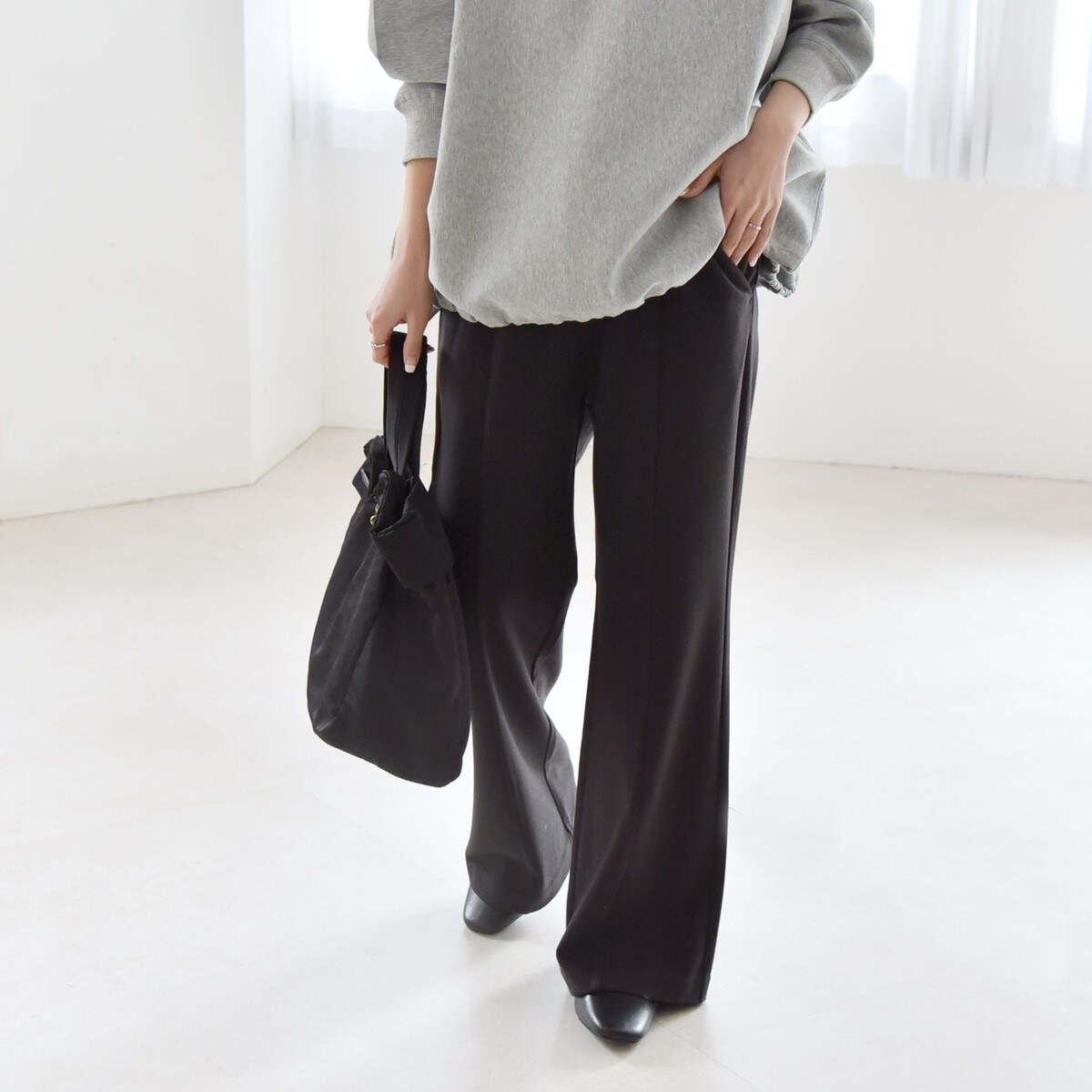 Tamme タム　パンツ　ブラック×グレー　モード 24SS Tamme タムパンツブラック×グレーモード 24SS
