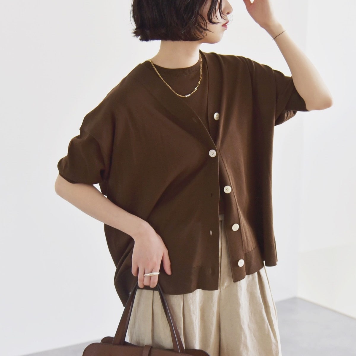 quaranciel:〈手洗い可能〉バルキー Vネック ガウン