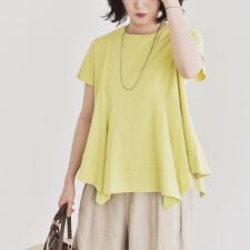 quaranciel:〈手洗い可能〉ハンカチーフヘム フレア クルーネック TEE