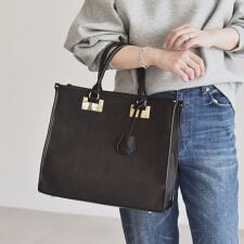 quaranciel: 2way パイピング ライン スクエア トート バッグ