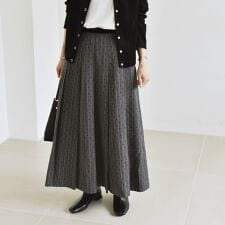 《予約》quaranciel:〈洗濯機可能〉フロッキー ドット ストライプ フレア スカート