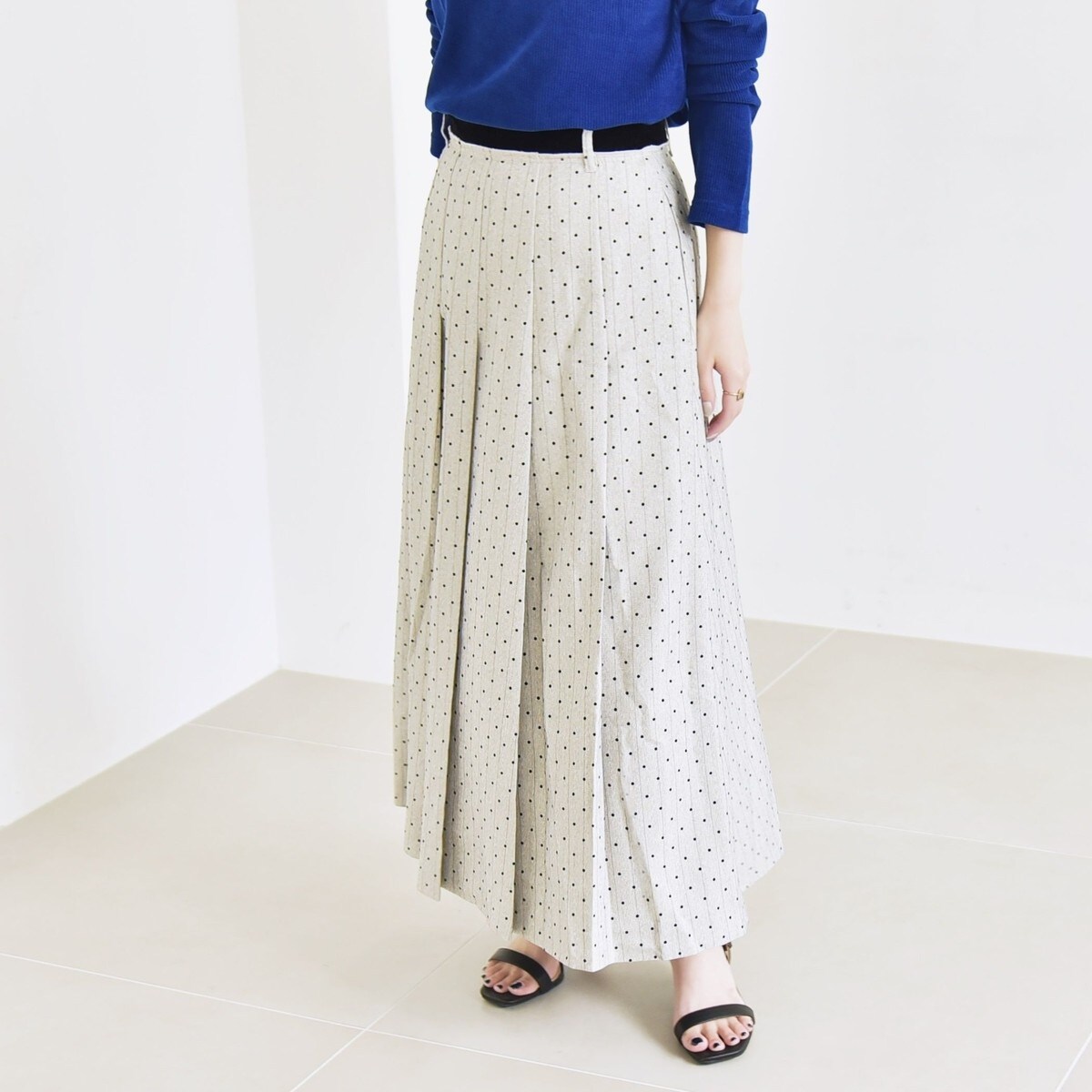 quaranciel:〈洗濯機可能〉フロッキー ドット ストライプ フレア