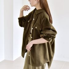 quaranciel: ジャージー メルトン パイピング CPO ビッグ シャツ ジャケット