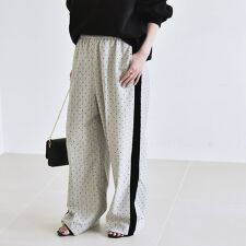 《予約》quaranciel:〈洗濯機可能〉フロッキー ドット ストライプ ライン イージー パンツ