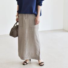 quaranciel:〈洗濯機可能〉ウーステッド ステッチ Iライン ロング スカート