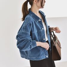 《予約》quaranciel〈洗濯機可能〉コットン ベロア インディゴ ブルゾン