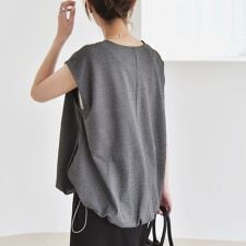 quaranciel:〈手洗い可能〉カット ジョーゼット ドロスト ジップ ベスト