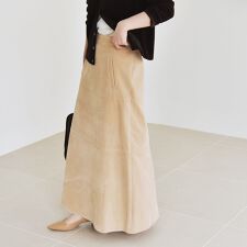 quaranciel:〈洗濯機可能〉ポリエステル スエード フレア マキシ スカート