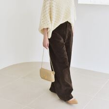 quaranciel:〈洗濯機可能〉ポリエステル スエード ワイド パンツ