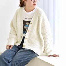 quaranciel:〈手洗い可能〉透かし編み Vネック コンパクト ドルマン ニット カーディガン