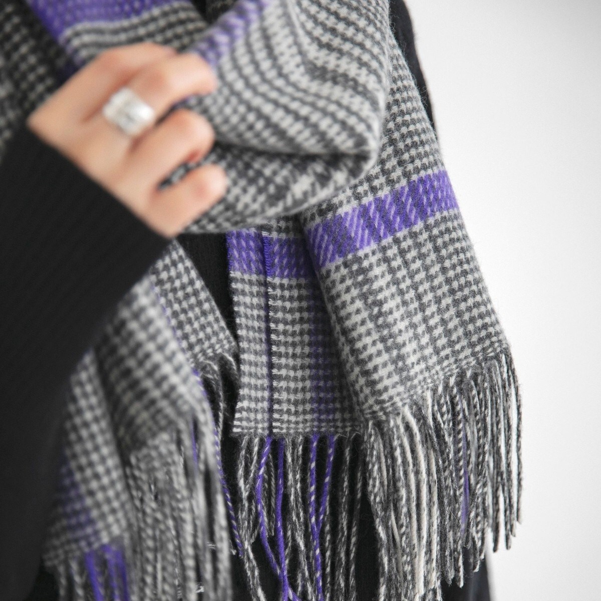 予約》quaranciel: カシミヤ ミックス チェック ストール 25AW