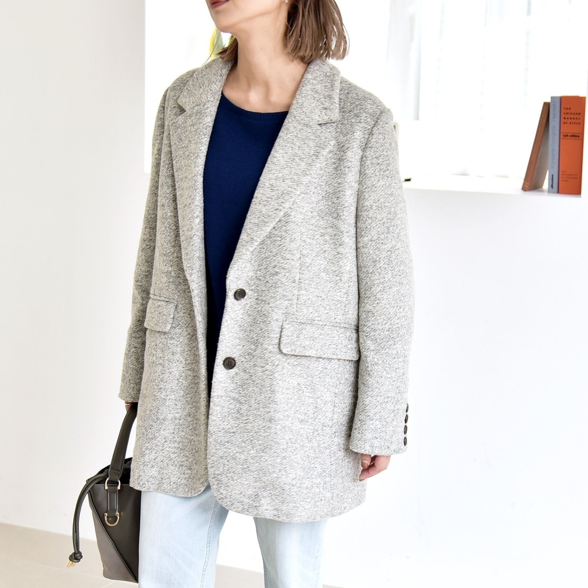 quaranciel: スライバー コクーン ショート ジャケット コート quaranciel: スライバー コクーン ショート ジャケット コート