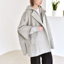 quaranciel: スライバー ウール ミックス クルーネック コート