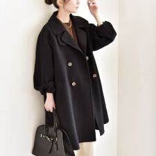 quaranciel: リバー スタンド & テーラード ダブルブレスト Aライン コート