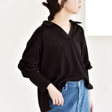 quaranciel:〈手洗い可能〉ケーブル ジャージー ラガー プルオーバー