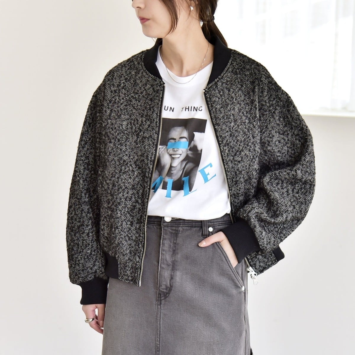 WEB限定】SHIPS any: 中綿 ダブル ジップ スタンド ブルゾン