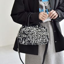 quaranciel: 2way スパンコール スクエア ボストン ショルダーバッグ