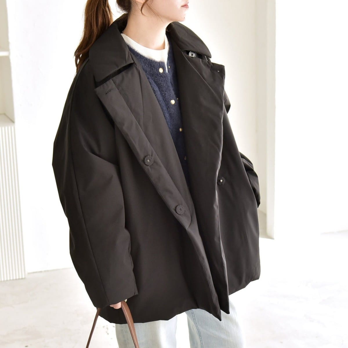 quaranciel: 中綿 テーラード ミドル ジャケット コート