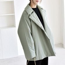 quaranciel:〈撥水加工〉中綿 テーラード ミドル Wボタン ジャケット コート