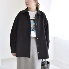 quaranciel:〈洗濯機可能〉ロゴ 刺繍 ウォーム シャツ