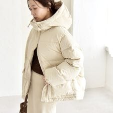 quaranciel: フーディー & ハイネック 2way ショート ダウン ジャケット