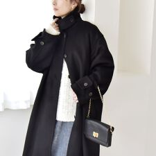 カランシエル(quaranciel)の《予約》quaranciel: PURE WOOL スタンド ステンカラー Aライン ロング コート