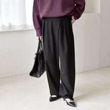 quaranciel:〈洗濯機可能〉ウォーム タック バレル イージー パンツ