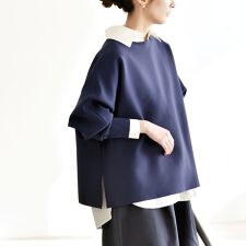 quaranciel:〈手洗い可能〉ボートネック ワイド ニット プルオーバー