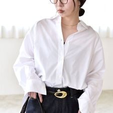 quaranciel:〈洗濯機可能〉レギュラーカラー ヨーク ルーズ シャツ