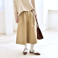 quaranciel:〈洗濯機可能〉タック Aライン ハーフ パンツ