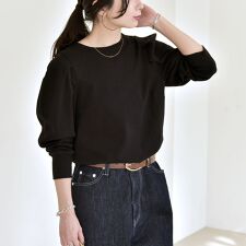 quaranciel:〈洗濯機可能〉パワーショルダー クルーネック プルオーバー