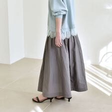 quaranciel:〈洗濯機可能〉ナイロン ステッチ タック フレア スカート